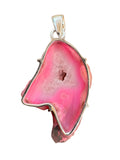 Pink Druzy Solid 925 Sterling Silver Pendant
