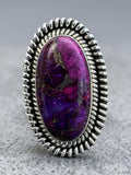 Kingman Purple Mojave Turquoise Solid 925 Sterling Silver Ring 6