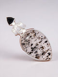 Hematite in Quartz & Onyx Solid 925 Sterling Silver Pendant
