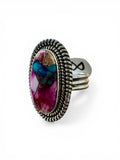 Kingman Pink Dahlia Turquoise Solid 925 Sterling Silver Ring 8