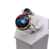 Kingman Pink Dahlia Turquoise & Amethyst Solid 925 Sterling Silver Ring