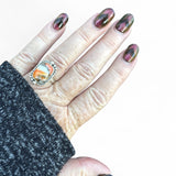 Kingman Turquoise & Spiny Oyster Solid 925 Sterling Silver Ring 6