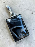 Black striped Agate Solid 925 Sterling Silver Pendant