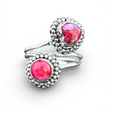 Kingman Pink Dahlia Turquoise Solid 925 Sterling Silver Ring ADJ