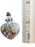Rainforest Opal & Garnet Solid 925 Sterling Silver Pendant