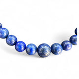 Blue Lapis Lazuli Graduated Beaded Necklace – 18” Natural Gemstone Jewelry, Handcrafted