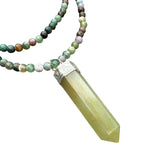 Green Jade Point Pendant Beaded Necklace