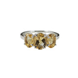 Triple Citrine Solid 925 Sterling Silver Ring 9