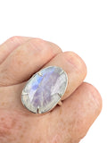 Faceted Rainbow Moonstone Solid 925 Sterling Silver Ring 8