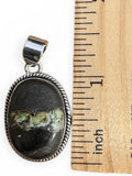 Black Jack Turquoise Solid 925 Sterling Silver Pendant