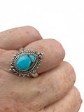 Egyptian Turquoise Solid 925 Sterling Silver Ring 7
