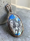 Azurite Chrysocolla Solid 925 Sterling Silver Pendant