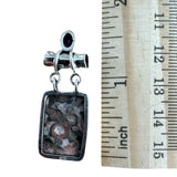 Leopardskin Jasper & Amethyst Solid 925 Sterling Silver Pendant