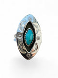 Kingman Turquoise Shadow Box Solid 925 Sterling Silver Ring 7