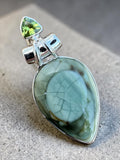 Royal Imperial Jasper & Peridot Solid 925 Sterling Silver Pendant