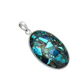 Copper Turquoise Solid 925 Sterling Silver Pendant