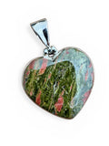 Unakite Heart Solid 925 Sterling Silver Pendant