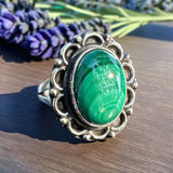 Malachite Solid 925 Sterling Silver Ring 8.5