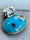 Kingman Turquoise with Pyrite Solid 925 Sterling Silver Pendant
