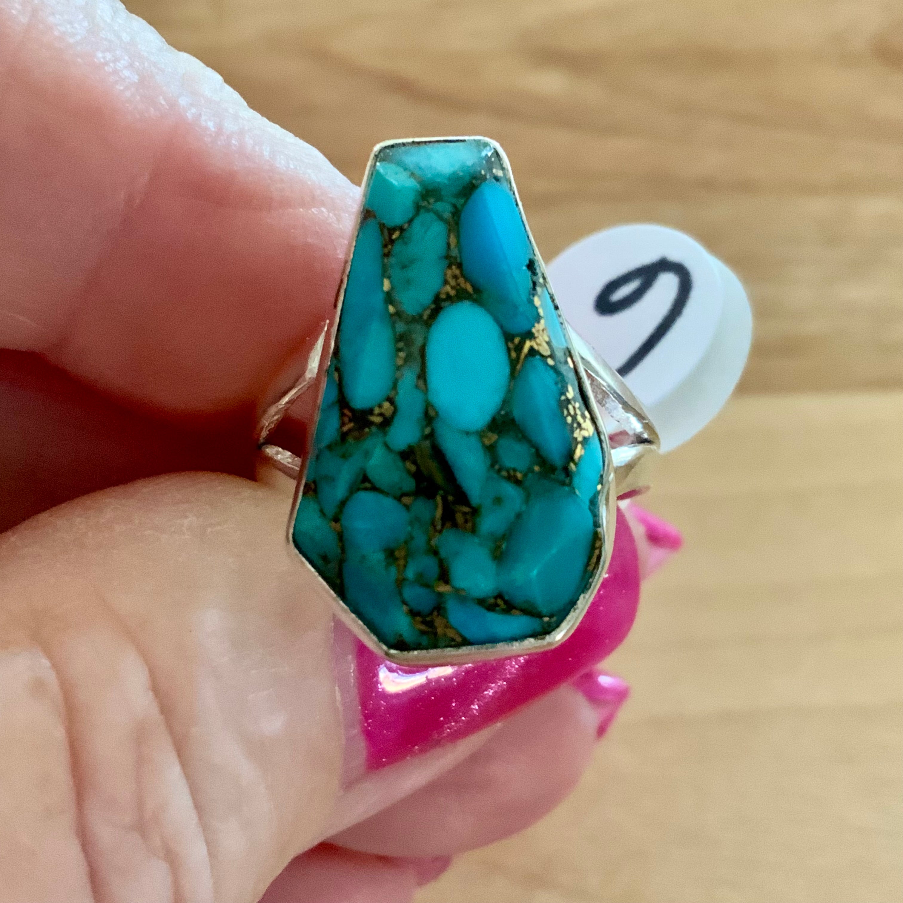 Copper Turquoise Solid 925 Sterling Silver 6