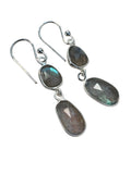 Faceted Labradorite Solid 925 Sterling Silver Earrings