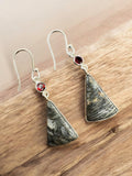 Pyrite & Garnet Solid 925 Sterling Silver Earrings