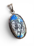 Azurite Chrysocolla Solid 925 Sterling Silver Pendant