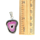 Pink Druzy Solid 925 Sterling Silver Pendant