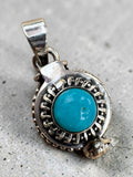 Kingman Turquoise Solid 925 Sterling Silver Poison Locket Pendant
