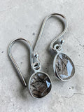 Black Rutilated Quartz Solid 925 Sterling Silver Earrings