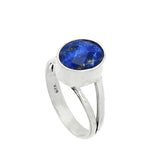 Faceted Blue Lapis Solid 925 Sterling Silver Ring 7