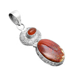 Red Moss Agate & Carnelian Solid 925 Sterling Silver Pendant