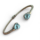 Blue Topaz Solid 925 Sterling Silver Cuff Bracelet