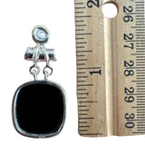 Black Onyx & Pearl Solid 925 Sterling Silver Pendant