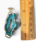 Blue Solar Quartz Geode Silver Overlay Pendant