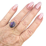 Kingman Purple Mojave Turquoise Solid 925 Sterling Silver Ring 7
