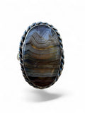 Crazy Lace Agate Solid 925 Sterling Silver Ring 10