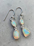Ethiopian Opal dbl Solid 925 Sterling Silver Earrings