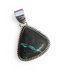 Black Jack Turquoise Solid 925 Sterling Silver Pendant (Copy)