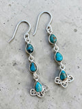 Kingman Blue Copper Turquoise Solid 925 Sterling Silver Earrings