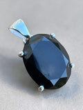 Faceted Black Onyx Solid 925 Sterling Silver Pendant