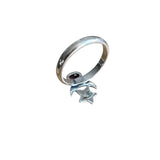 Lab Fire Opal Moon & Star Solid 925 Sterling Silver Ring 7