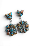 Kingman Turquoise & Spiny Oyster Solid 925 Sterling Silver Earrings
