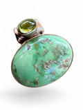 Variscite & Peridot Solid 925 Sterling Silver Pendant