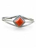 Navajo signed Spiny Oyster Solid 925 Sterling Silver Cuff Bracelet