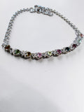 Mixed Tourmaline Solid 925 Sterling Silver Bracelet