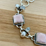 Pink Opal Pearl Moonstone Solid 925 Sterling Silver Bracelet