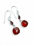 Carnelian & Garnet Solid 925 Sterling Silver Earrings