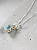 Blue Topaz Solid 925 Sterling Silver Pendant Necklace 22”