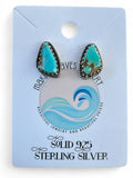 Number 8 Turquoise Solid 925 Sterling Silver stud Earrings